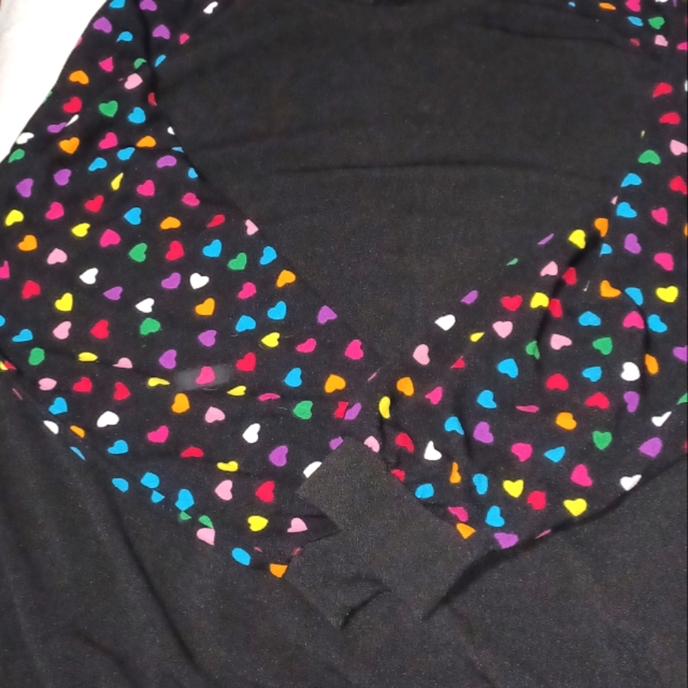 Shein Black Sweatshirt with Colorful Heart Sleeves - Picture 3 of 4